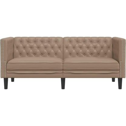 Chesterfield 2-Sitzer Sofa Kunstleder Cappuccino