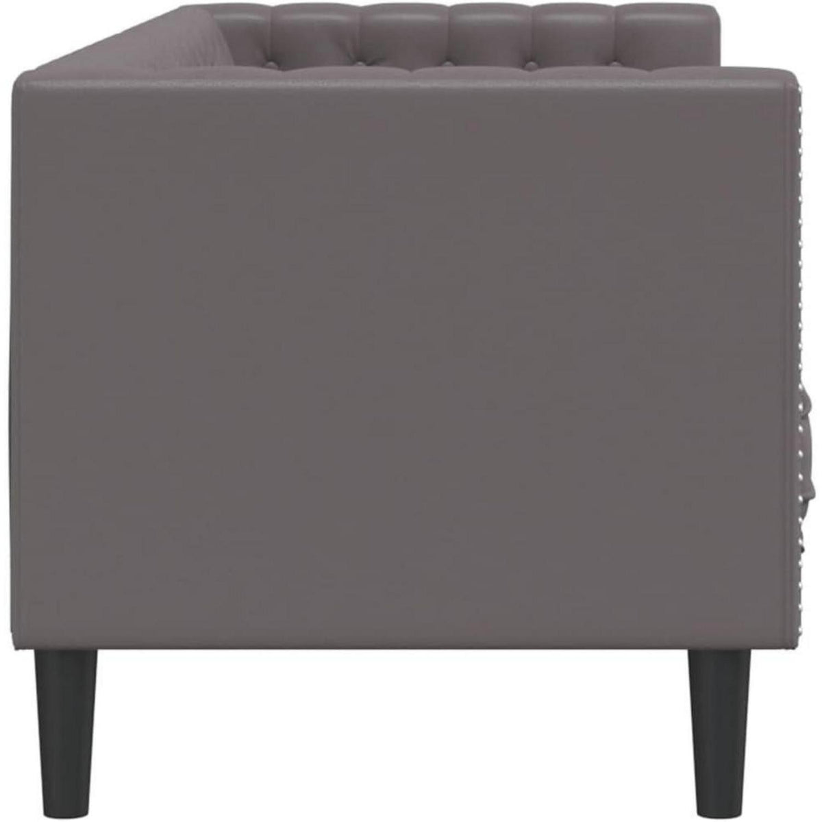 Chesterfield Sofa 3-Sitzer Grau Kunstleder Polstersofa