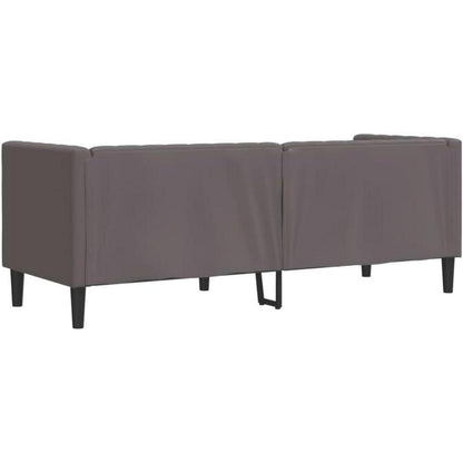 Chesterfield Sofa 3-Sitzer Grau Kunstleder Polstersofa
