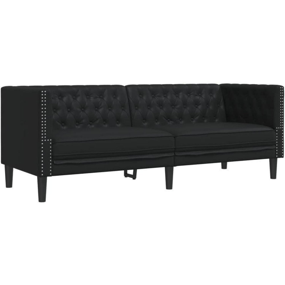 Chesterfield Sofa 2-Sitzer & 3-Sitzer Schwarz Kunstleder