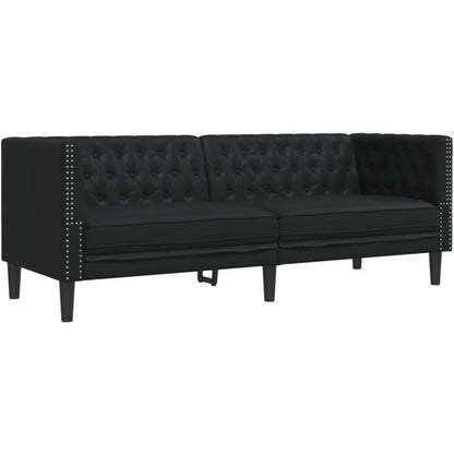 Chesterfield Sofa 2-Sitzer & 3-Sitzer Schwarz Kunstleder