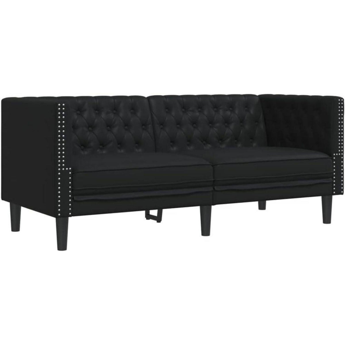 Chesterfield Sofa 2-Sitzer & 3-Sitzer Schwarz Kunstleder
