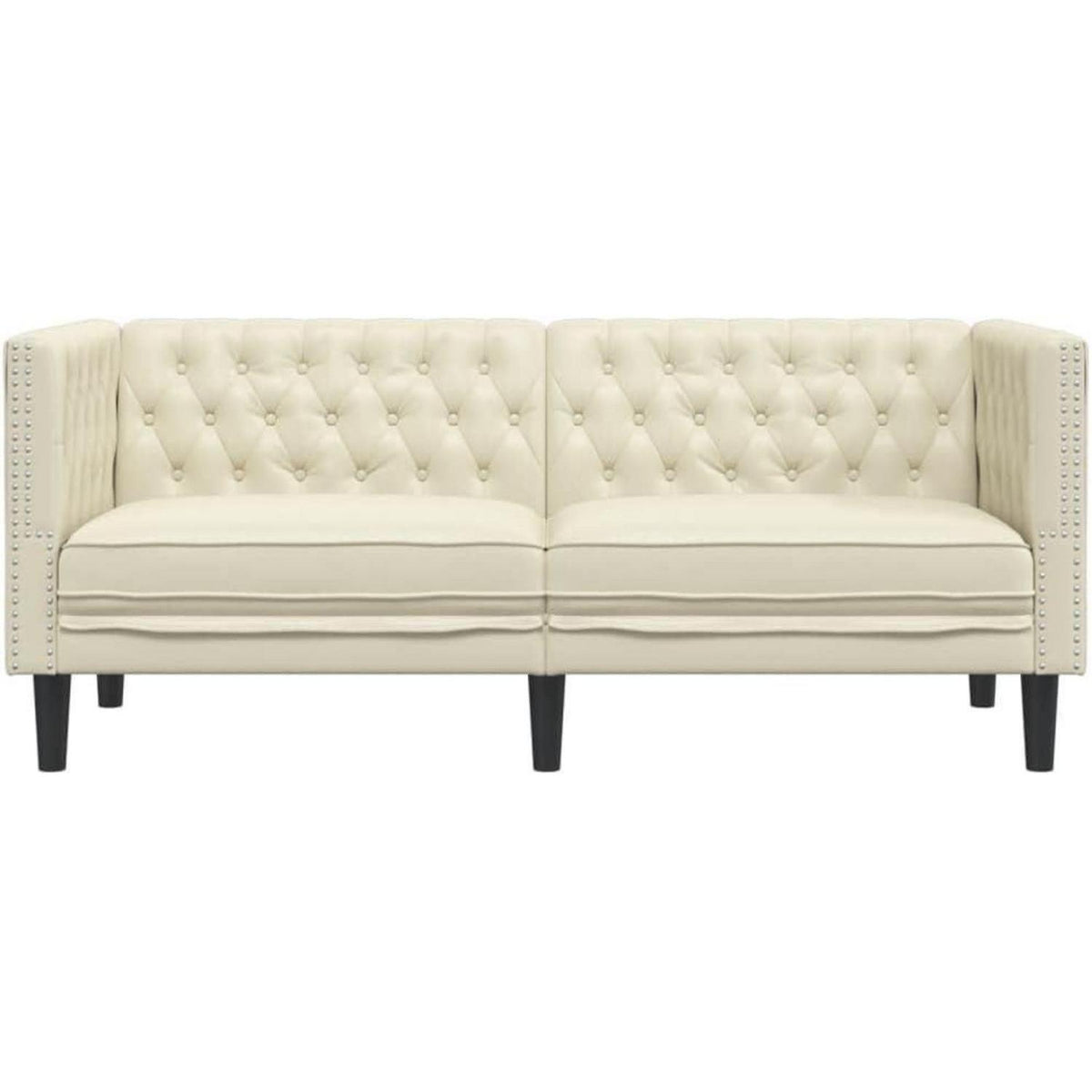 Chesterfield Sofa 2-Sitzer Creme Kunstleder Polstersofa