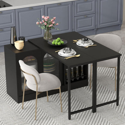 Klappbarer Esstisch mit Stauraum & Schublade – Schwarz 121.5x76.7cm