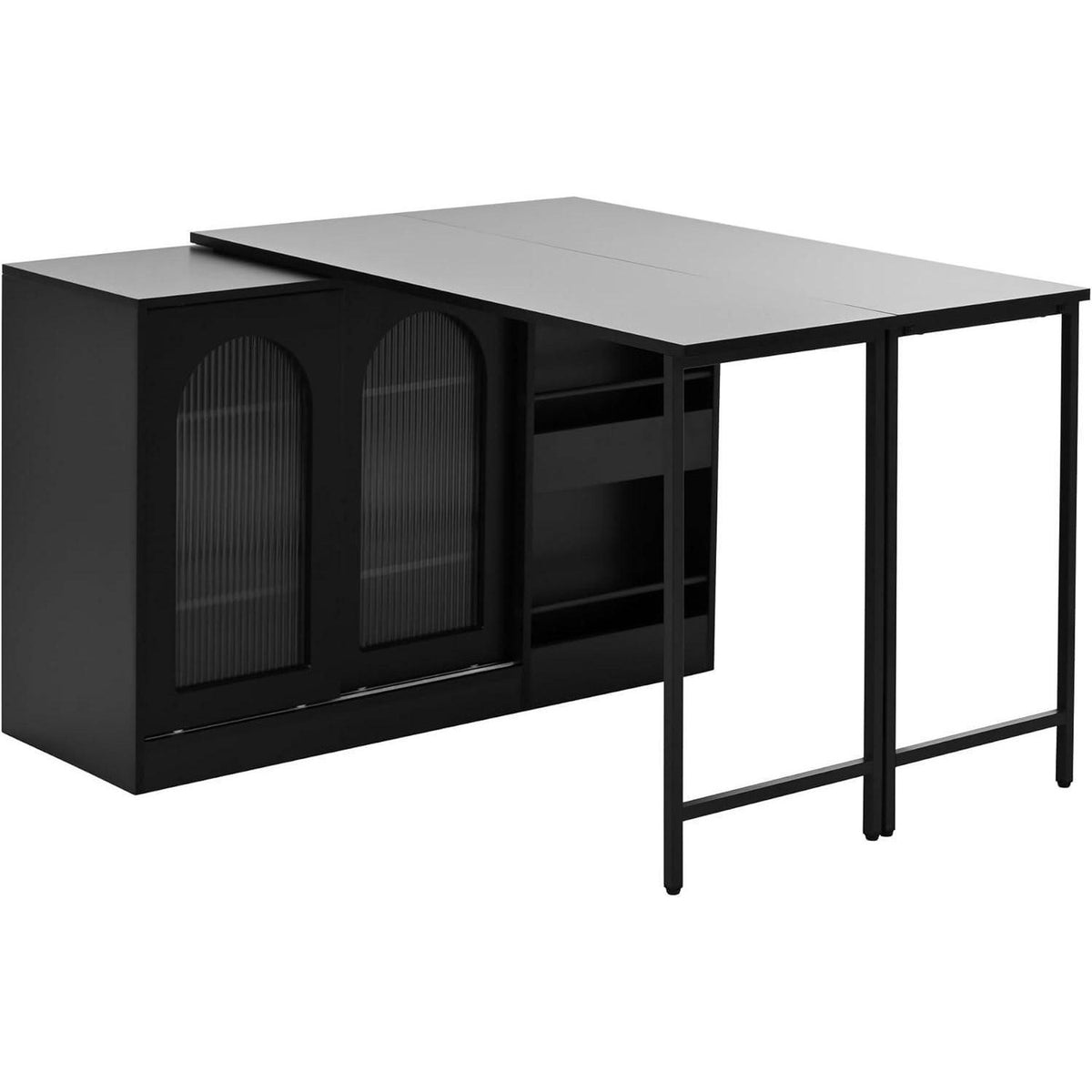 Klappbarer Esstisch mit Stauraum & Schublade – Schwarz 121.5x76.7cm