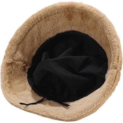 Flauschige Winter Fischerhut Damen Gelb – Warm & Verstellbar