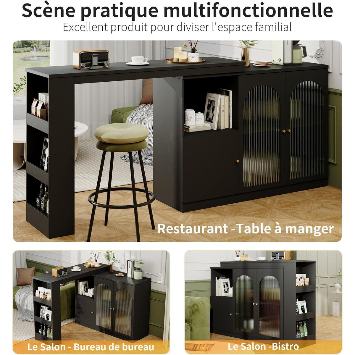 Klappbarer Esstisch mit Stauraum & Schublade – 120x103cm Schwarz