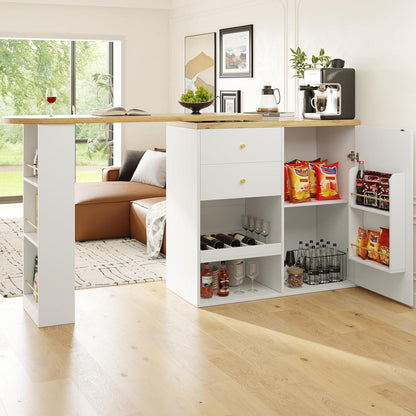 Klappbarer Esstisch mit Stauraum & Schublade – Weiß 138x104cm