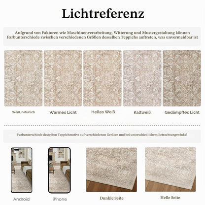 Vintage Teppich Beige 160x230cm Waschbar Rechteckig Wohnzimmer