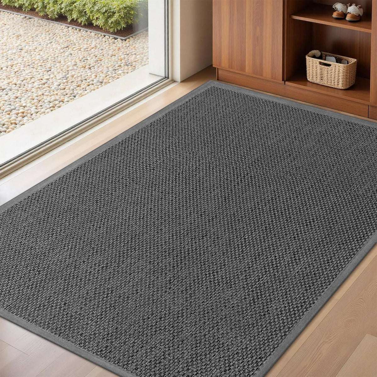 Rutschfeste Fußmatte Grau 81x121 cm – Saugstark & Waschbar