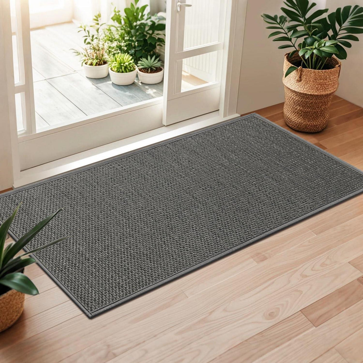 Fußmatte Innen 60x150 cm rutschfest & waschbar – Grau