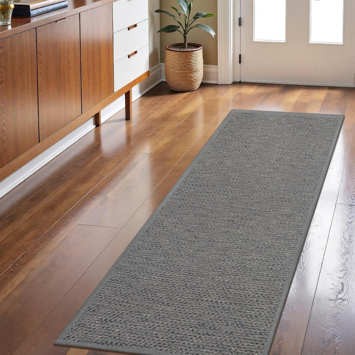 Fußmatte Innen 60x150 cm – Rutschfest & Waschbar, Hellgrau