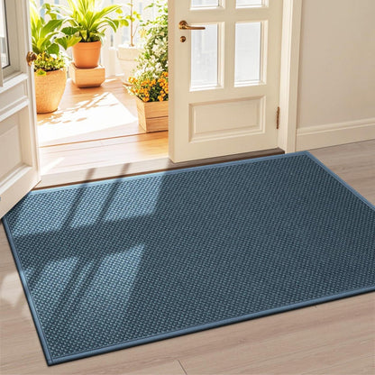 Fussmatte Innen 90x150 cm rutschfest waschbar dunkelblau