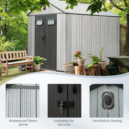 Gartenhaus Kunststoff Grau – 2,4 x 3,6 m, Gerätehaus