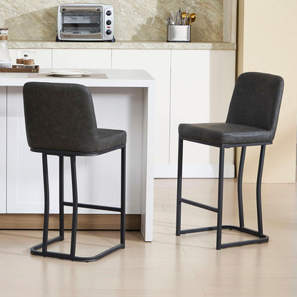 Barhocker Set 4 Grau – Gepolsterte Tresenstühle mit Metallbein