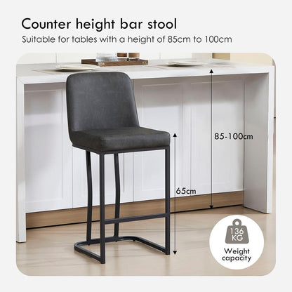 Barhocker Set 4 Grau – Gepolsterte Tresenstühle mit Metallbein