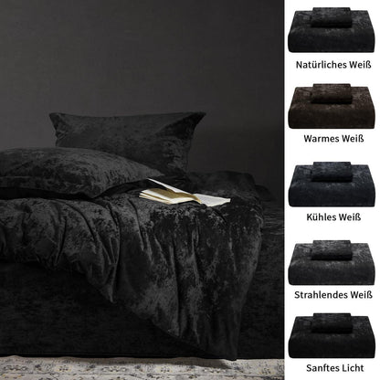 Samt Bettwäsche Set 135x200 Schwarz, 4-teilig Luxus