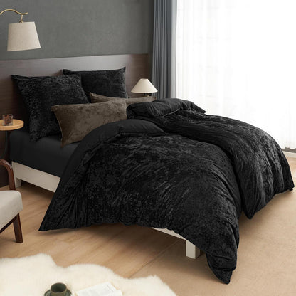 Samt Bettwäsche Set 135x200 Schwarz, 4-teilig Luxus