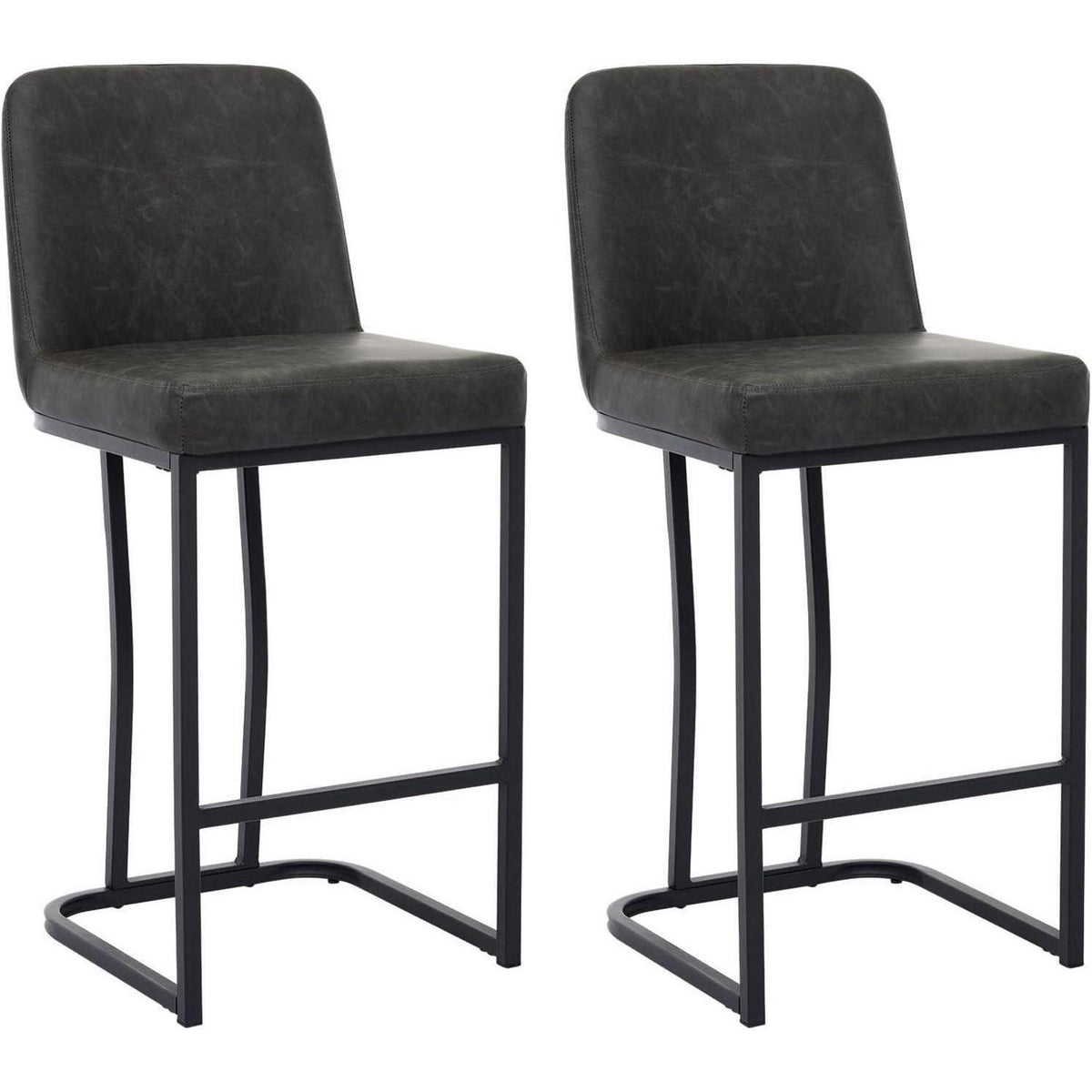 Barhocker Set Grau – Gepolsterte Tresenstühle mit Metallbein