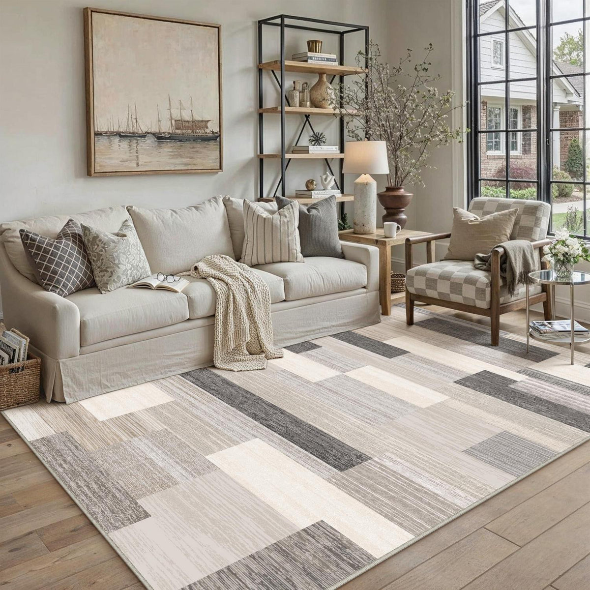 Waschbarer Teppich Beige 160x230cm – Modern & Flauschig