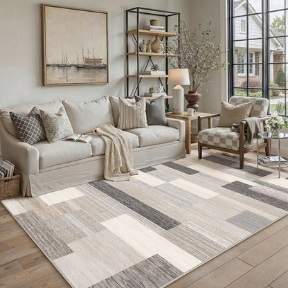 Waschbarer Teppich Beige 160x230cm – Modern & Flauschig