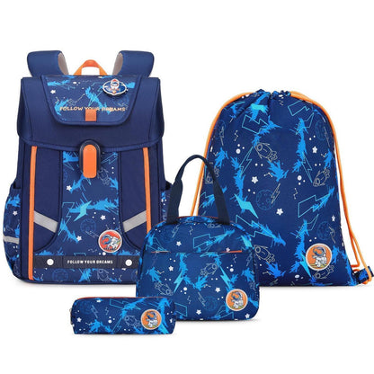 Amythe Schulranzen Set 4-teilig Blau – Ergonomisch 1. - 5. Klasse