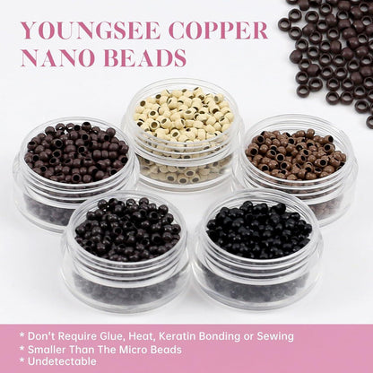 Echthaar Nano Ring Extensions Schwarz 60cm - 50g