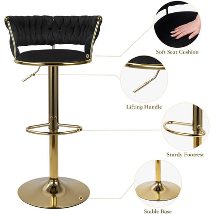 Höhenverstellbarer Barhocker 2er Set – Gold/Schwarz