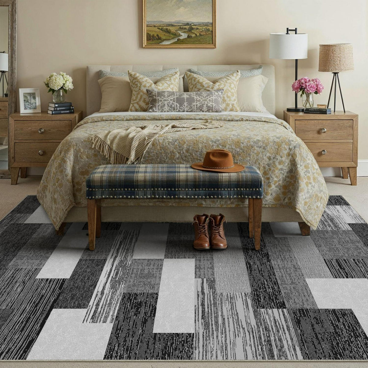 Waschbarer Teppich Schwarz 200x300cm – Modern & Pflegeleicht