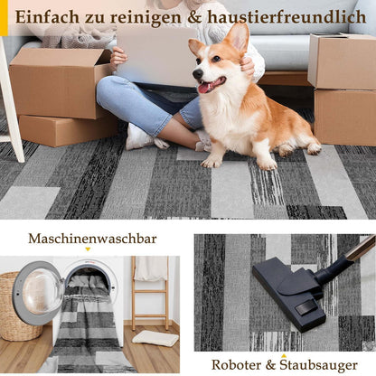 Waschbarer Teppich Schwarz 200x300cm – Modern & Pflegeleicht