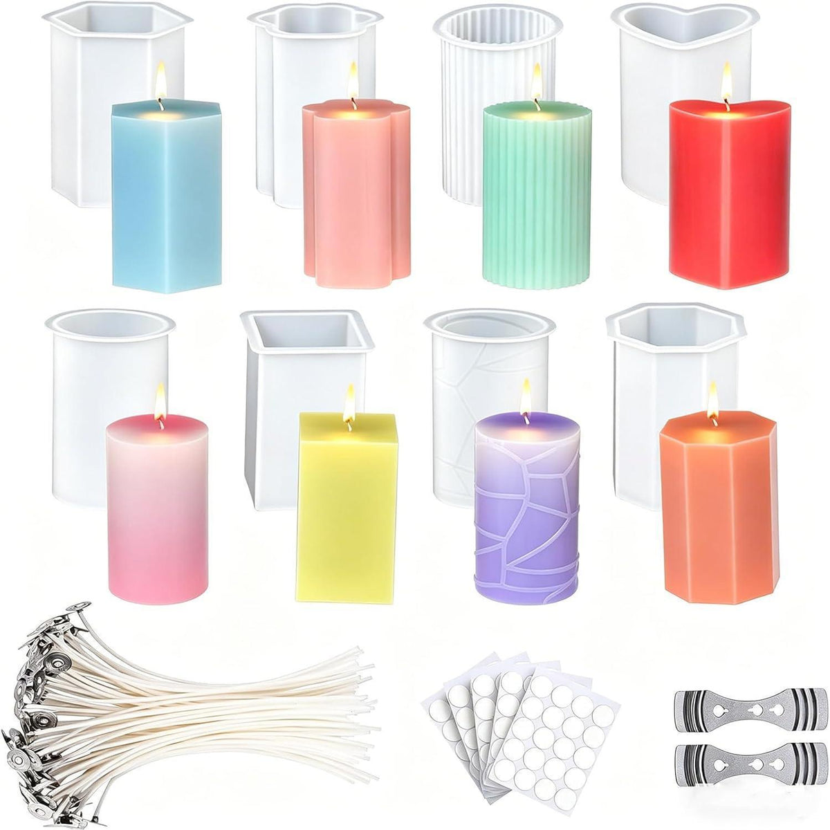 Silikon Kerzenformen Weihnachten Set – 8 Form, Dochte & Zubehör