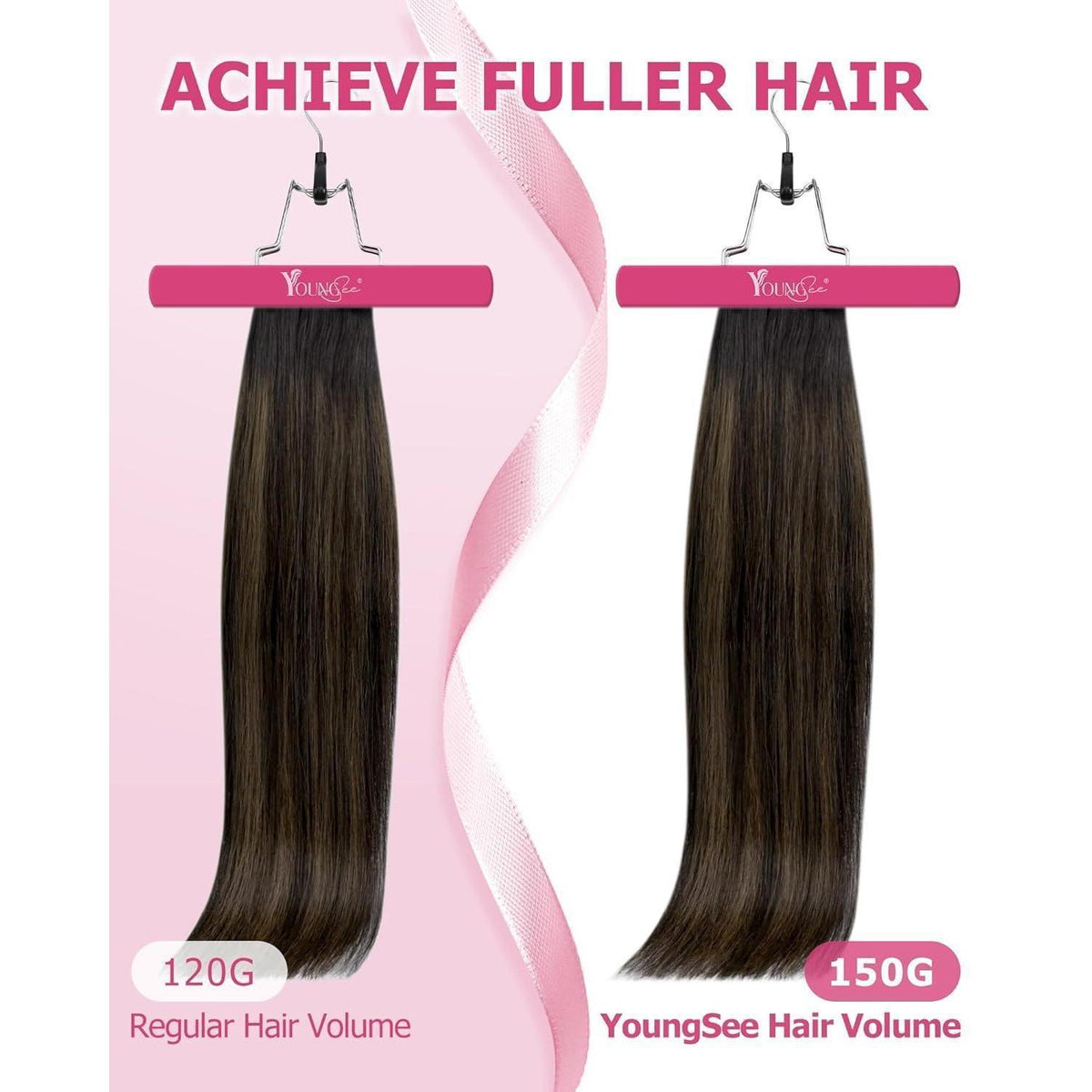 Echthaar Clip-in Extensions Ombre Braun 40cm