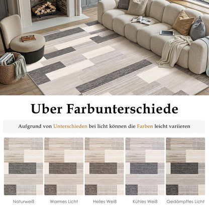 Läufer Flur Teppich Beige 60x180cm Waschbar Modern