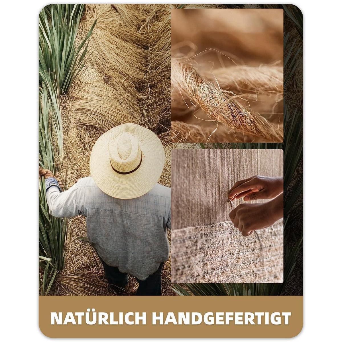 Handgewebte Jute Fußmatte 80x120cm - Rutschfest & Langlebig