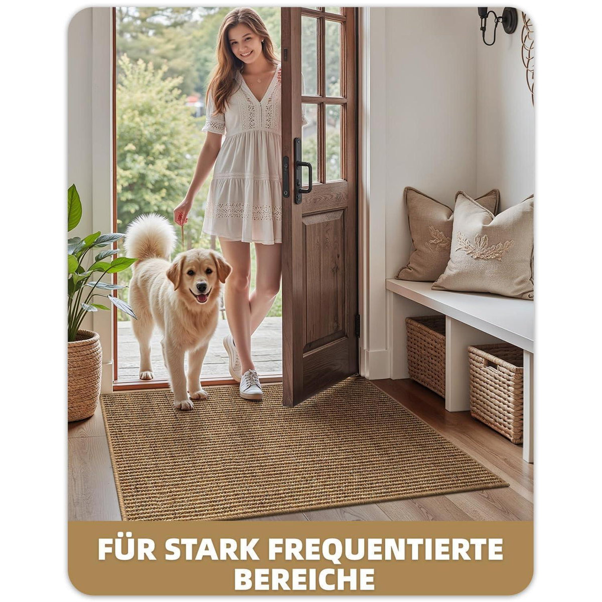Handgewebte Jute Fußmatte 60x90cm - Rutschfest & Langlebig