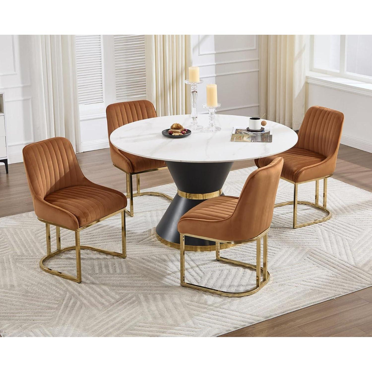 Esszimmerstühle 2er Set Samt, Modern & Elegant Braun