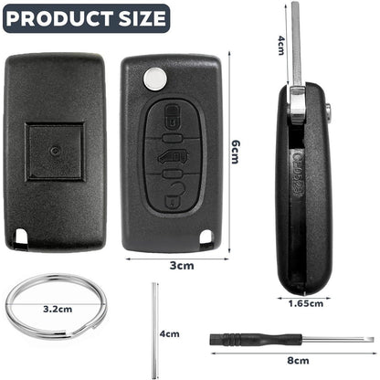 3-Tasten Autoschlüssel Gehäuse CE0523 VA2 für Peugeot/Citroen/Fiat/Toyota
