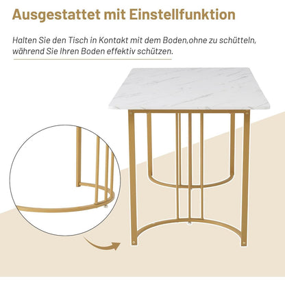 Essgruppe für 4 Personen | Küchentisch mit Samtstühlen Gold/Weiß