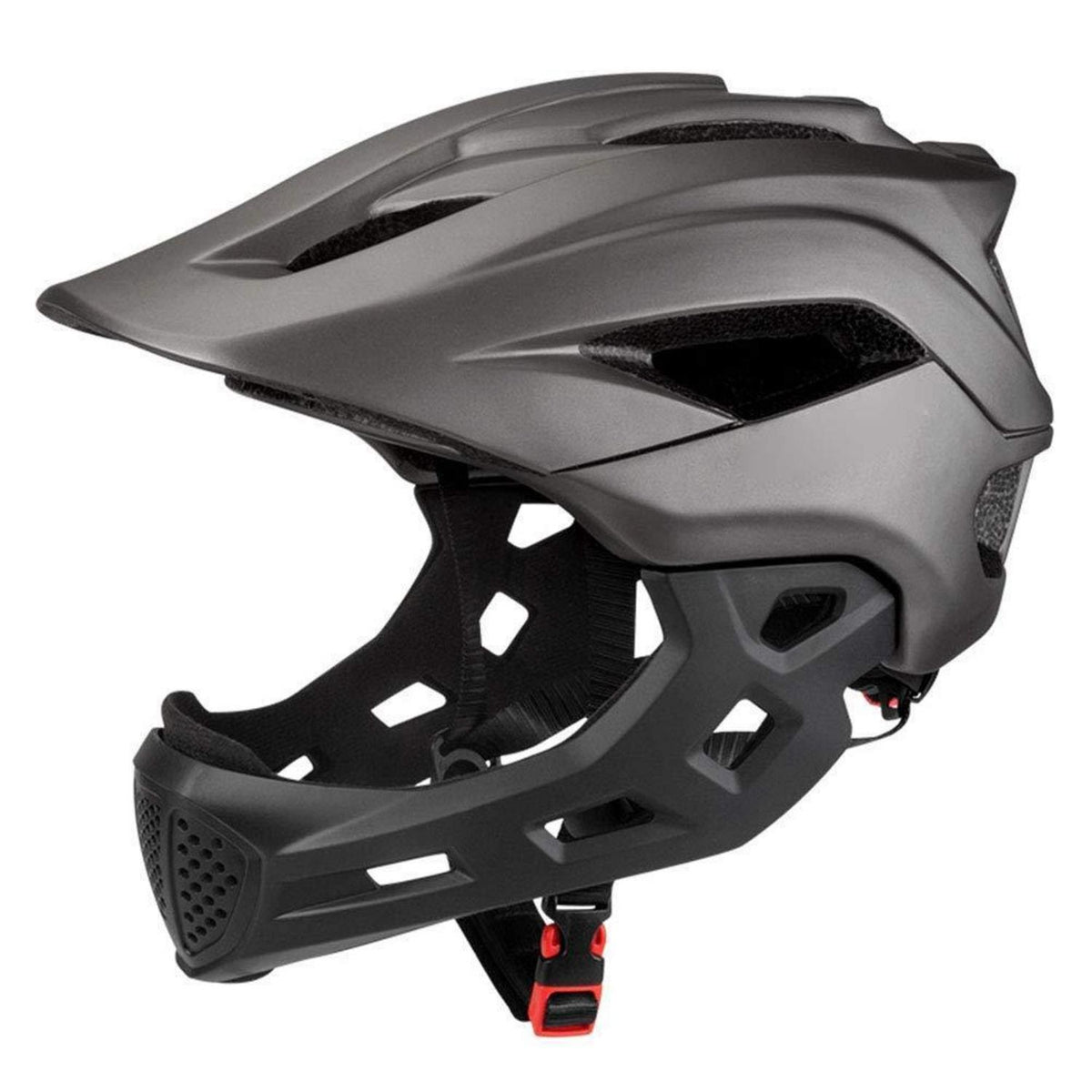 2-in-1 Fahrradhelm Kinder mit Kinnschutz, Grau