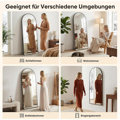 Ganzkörperspiegel gebogen, 180x82cm, Standspiegel Schwarz