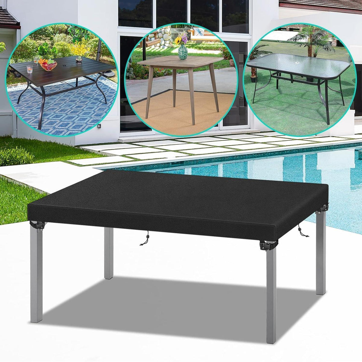 Gartentischabdeckung 220x100x15cm, wasserdicht & wetterfest
