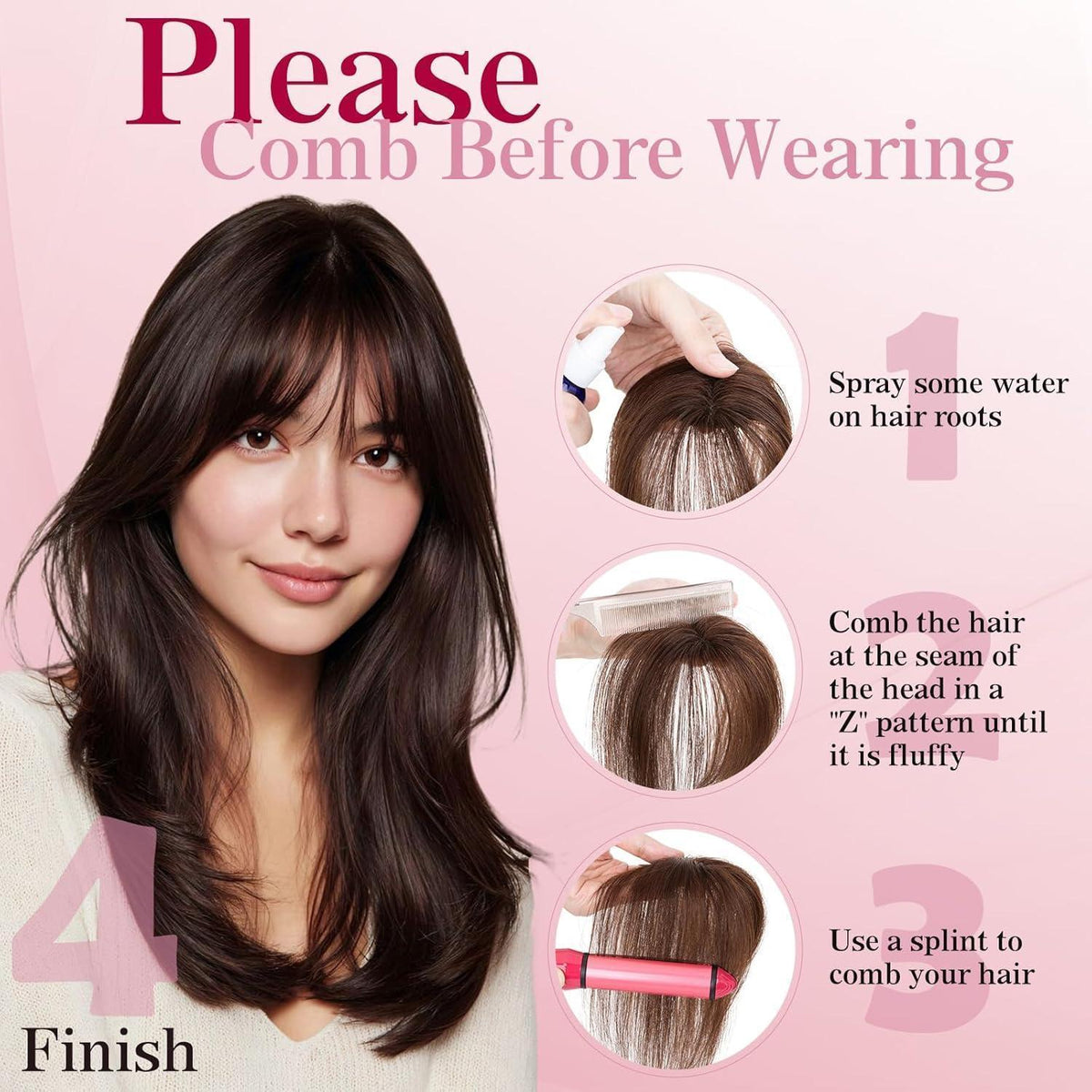Clip-in Pony Echthaar Wispy Bangs #613 Blond