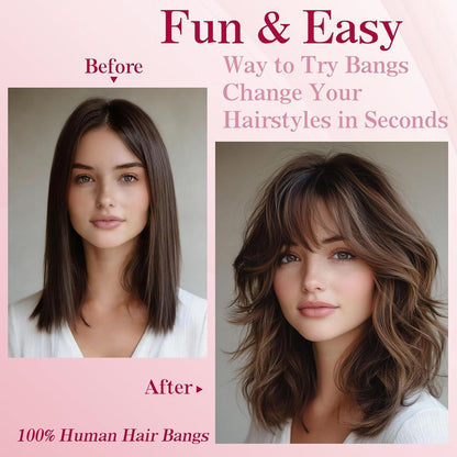Clip-in Pony Echthaar Wispy Bangs Schwarz 10g