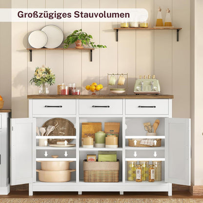 Sideboard mit Schubladen & Regalen – Weiß 90x30x80cm