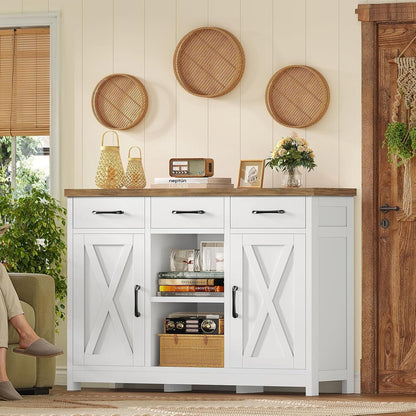 Sideboard mit Schubladen & Regalen – Weiß 90x30x80cm