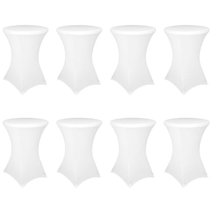 8er-Set Stehtisch Husse Weiß, Ø 80-85 cm, Stretch & Waschbar