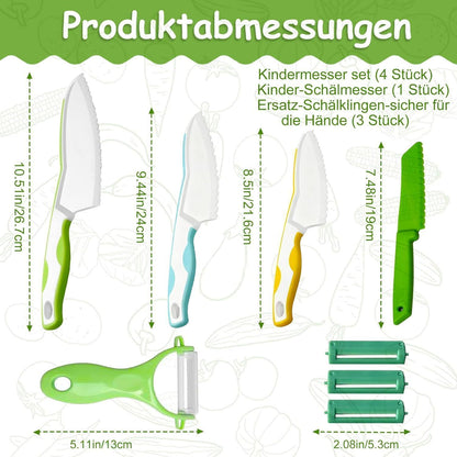 Montessori Schälermesser Set für Kinder – 8-teilig & Sicher