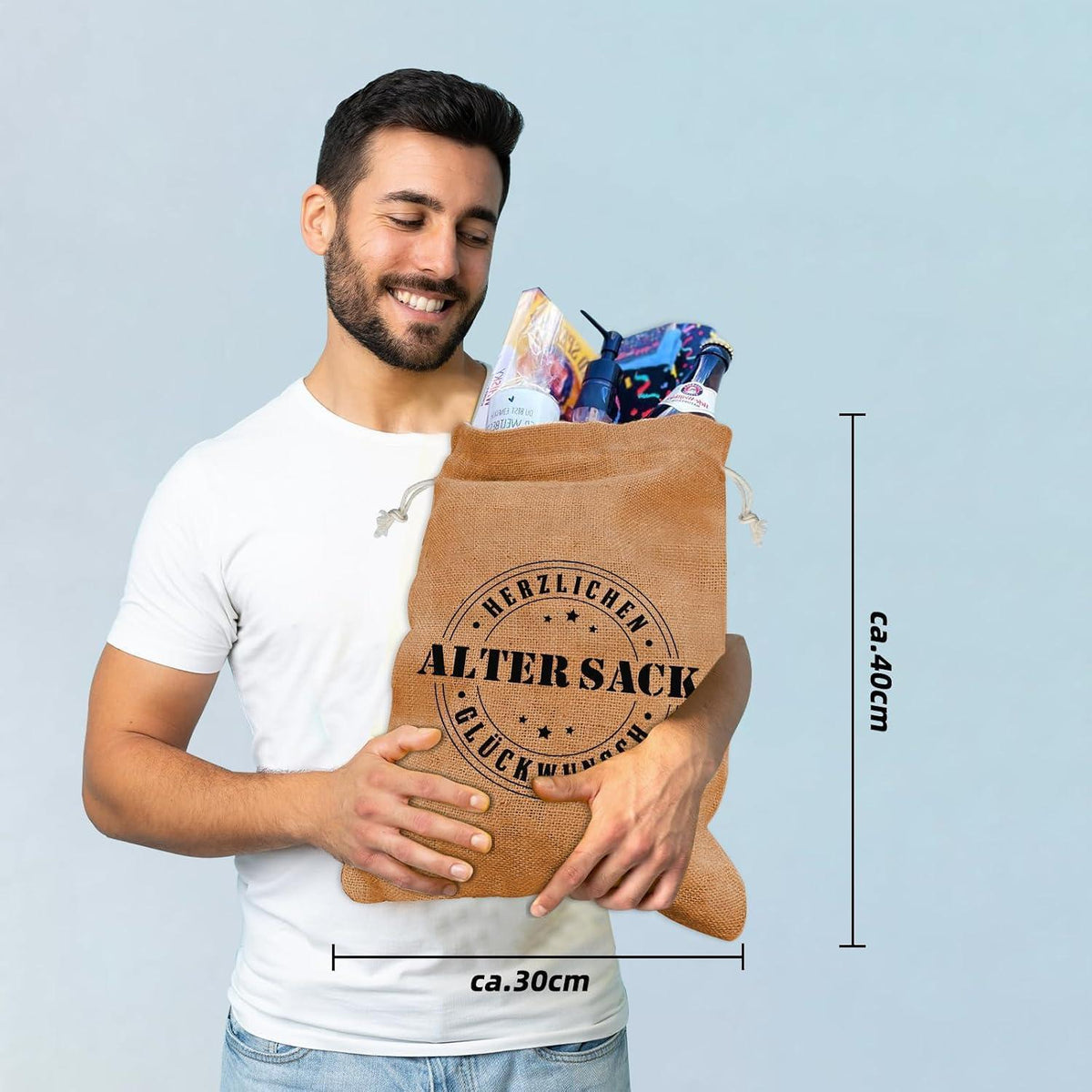 Geschenkset 40. Geburtstag Männer: Sack, Cap & Socken