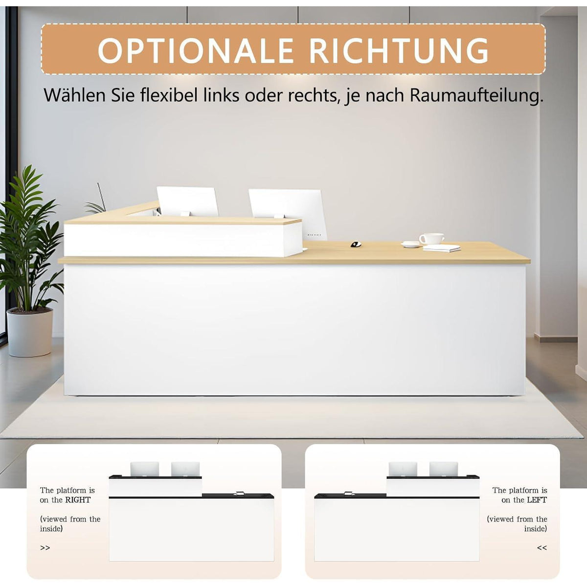 Moderne Empfangstheke Schwarz 200x60x100cm – Rezeptionstresen