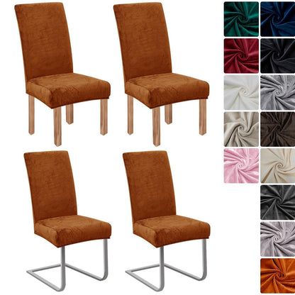 Samt Stuhlhussen 4er Set – Orange, Stretch & Waschbar